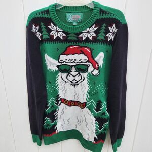 Ugly Christmas Sweater Cool Llama/Alpaca W/ Sunglasses Men Size Large